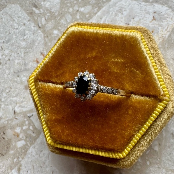 Vintage Sapphire Oval Diamond Halo Yellow Gold Ring

L - Picture 7 of 10